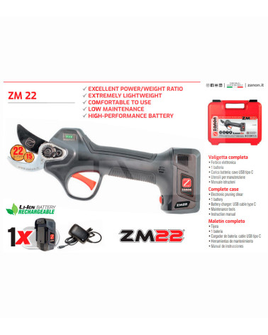 Tijera de poda batería Zanon ZM22 7.2V + 1 bat. 2.5 Ah
