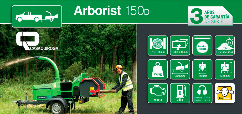 Detalles técnicos biotrituradora Arborist 150d